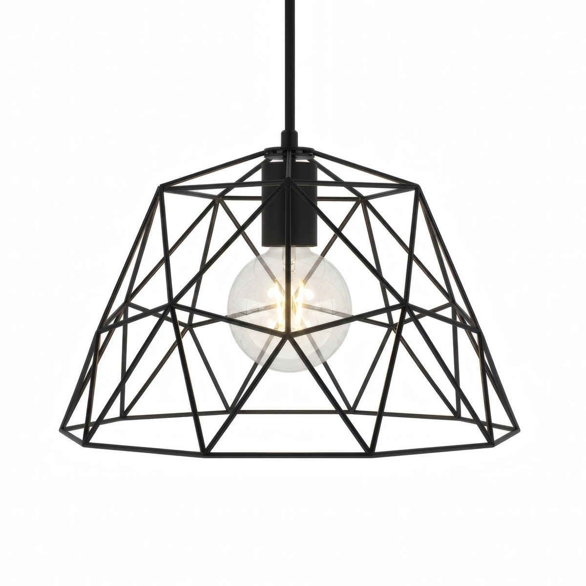XL metal dome cage lampshade Ø 35 cm with E27 socket — Black