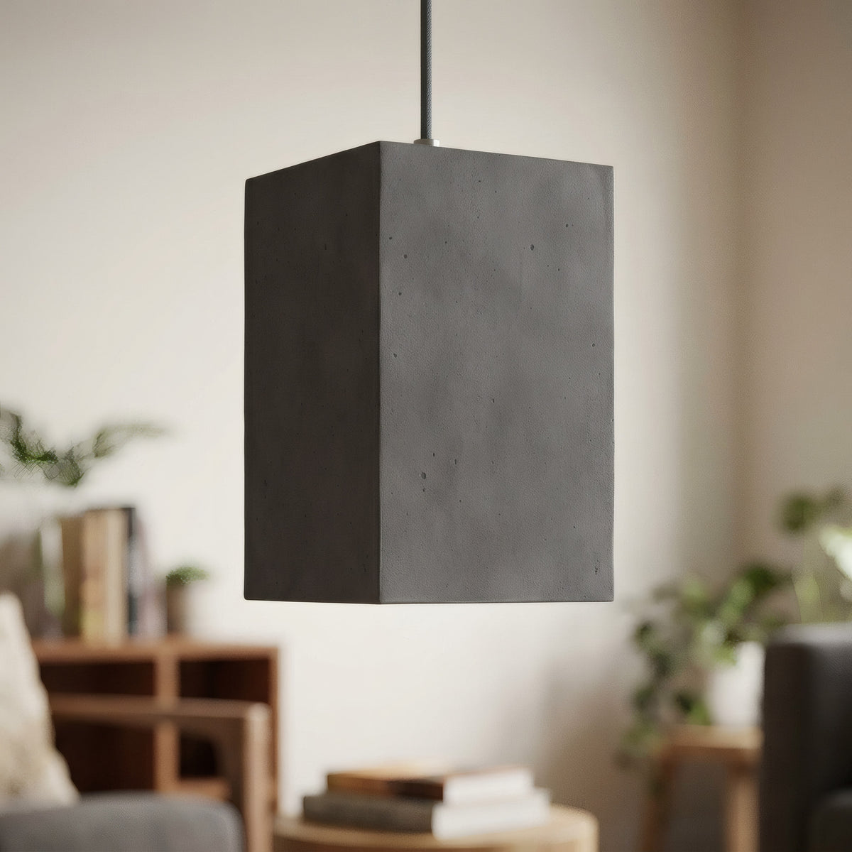 Cube cement lampshade with E27 socket