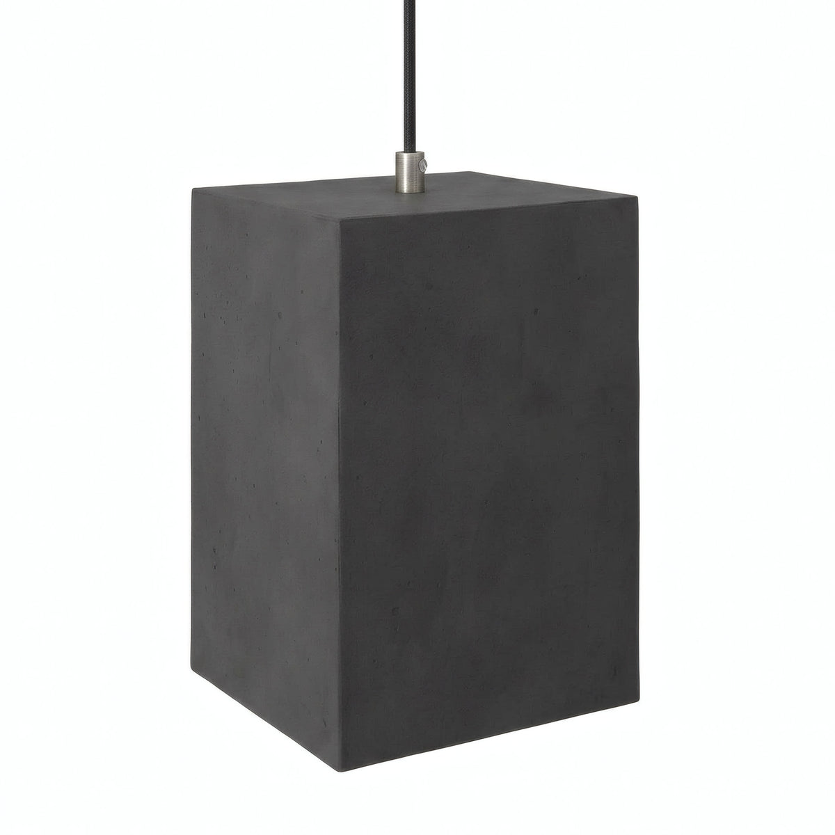 Cube cement lampshade with E27 socket — Dark cement