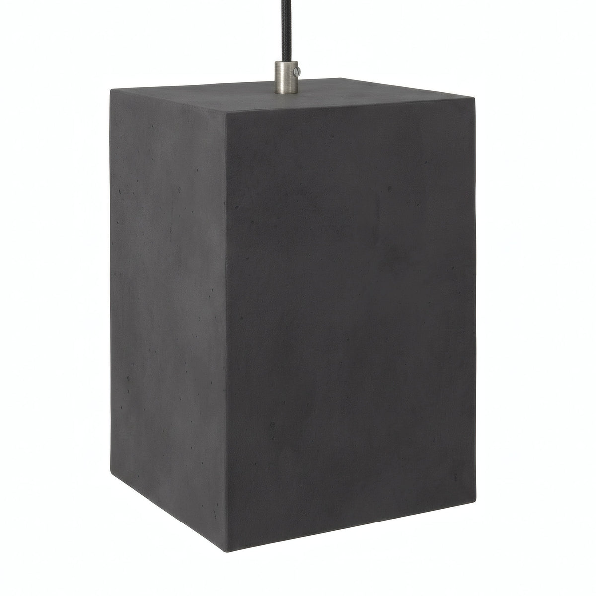 Cube cement lampshade with E27 socket — Dark cement