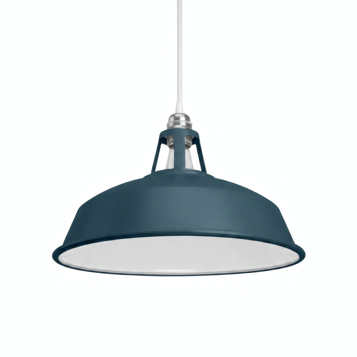 Bell-shaped enamelled metal lampshade Ø 38 cm for E27 socket — Petrol blue