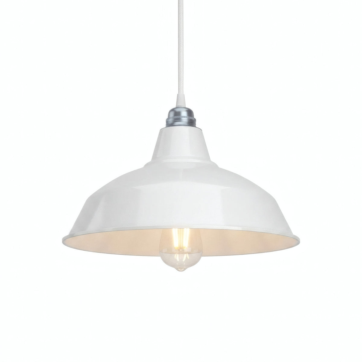 Conical painted metal lampshade Ø 30 cm for E27 socket — White