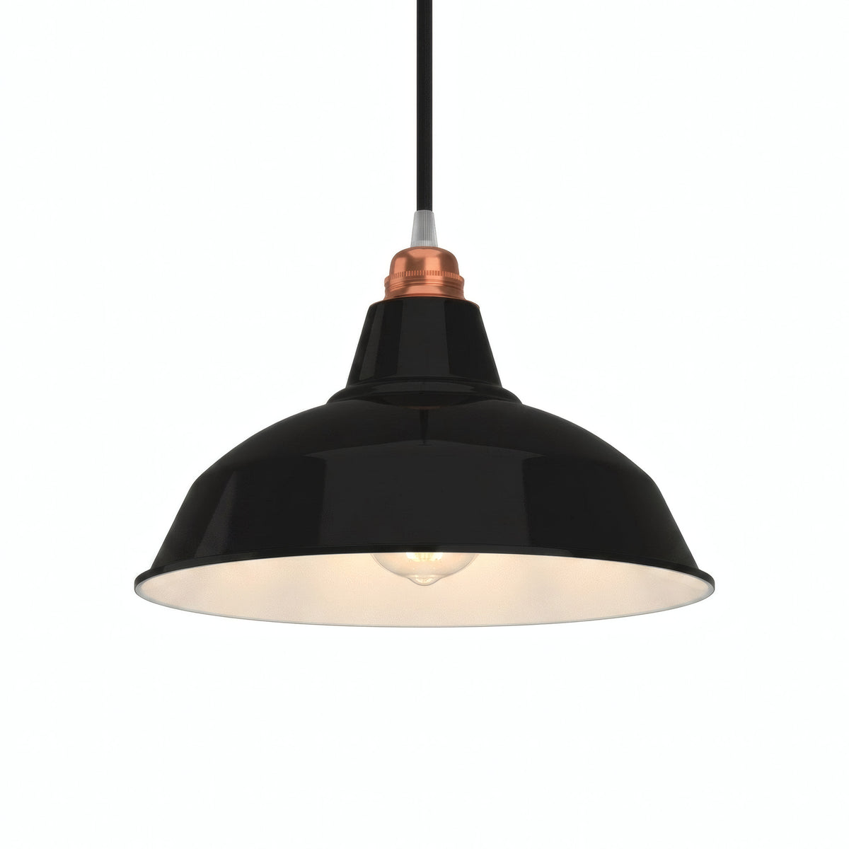 Conical painted metal lampshade Ø 30 cm for E27 socket — Black