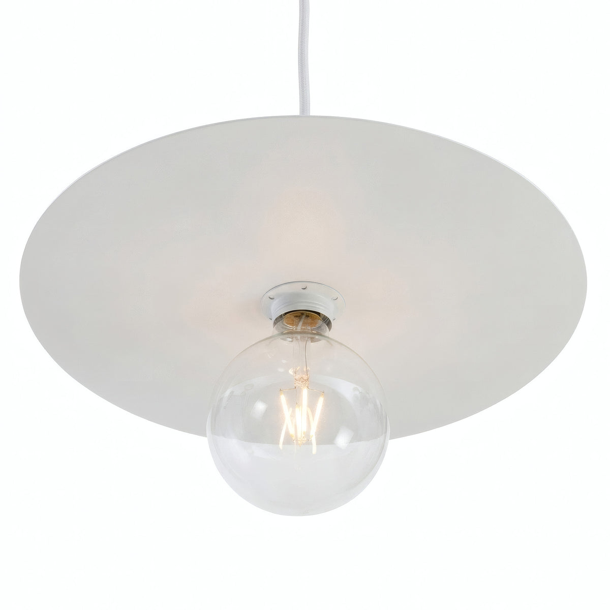 Flat disc lampshade in iron, Ø 40 cm, for E27 socket — White