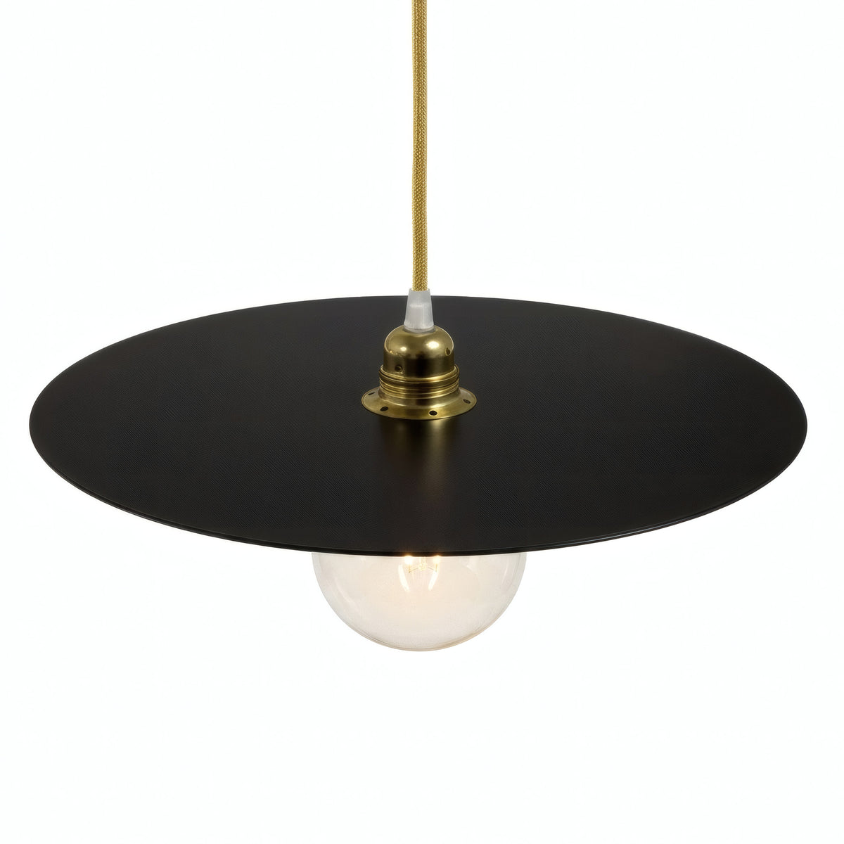 Flat disc lampshade in iron, Ø 40 cm, for E27 socket — Black