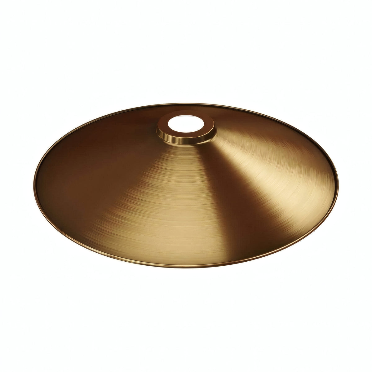Flat enamelled metal lampshade Ø 30 cm for E27 socket — White and satin bronze