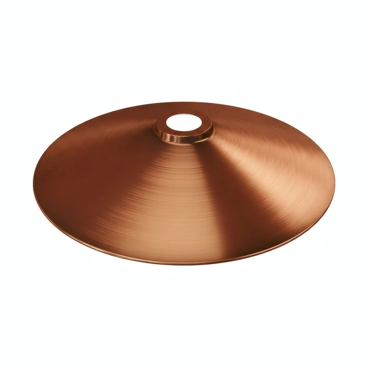 Flat enamelled metal lampshade Ø 30 cm for E27 socket — White and satin copper