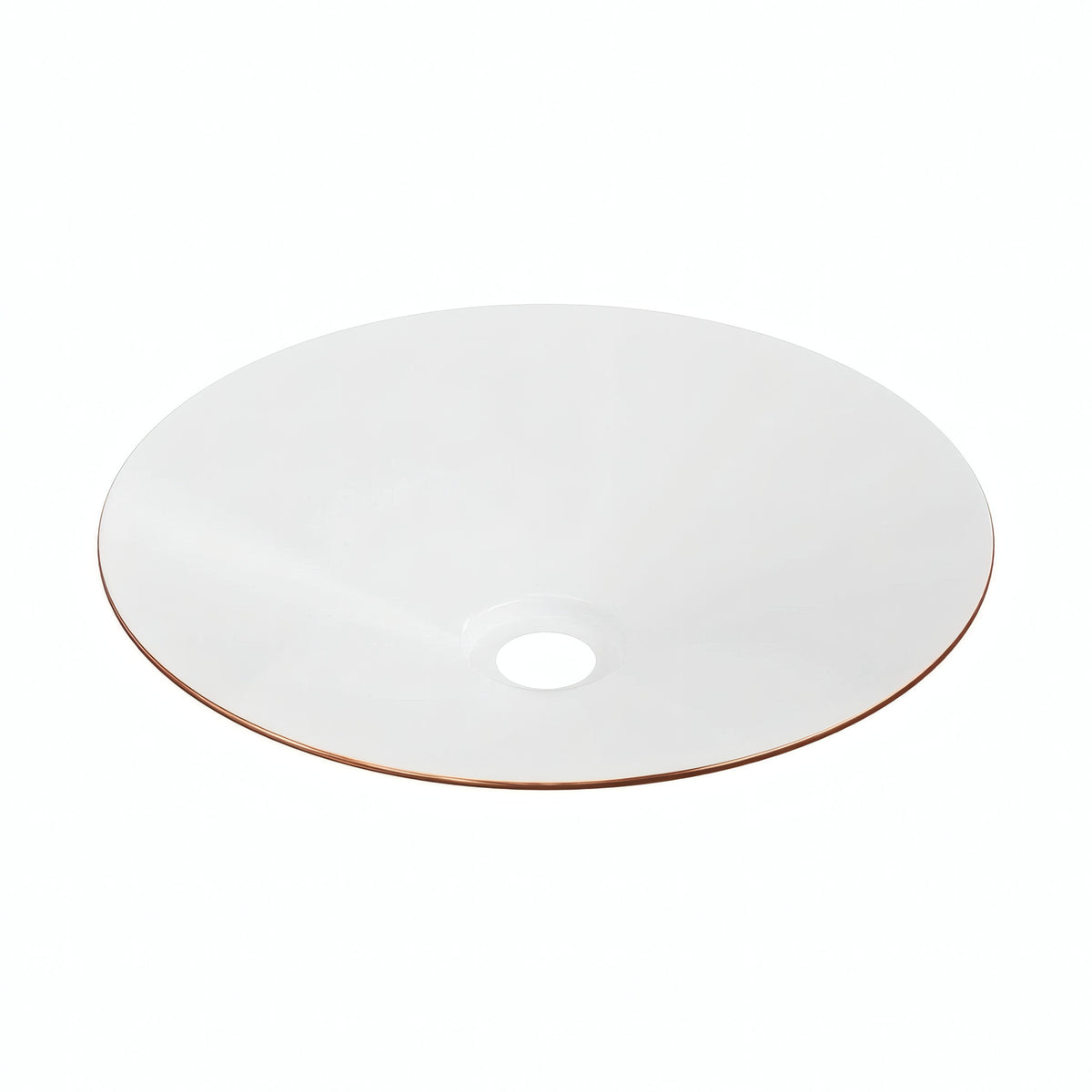 Flat enamelled metal lampshade Ø 30 cm for E27 socket — White and satin copper