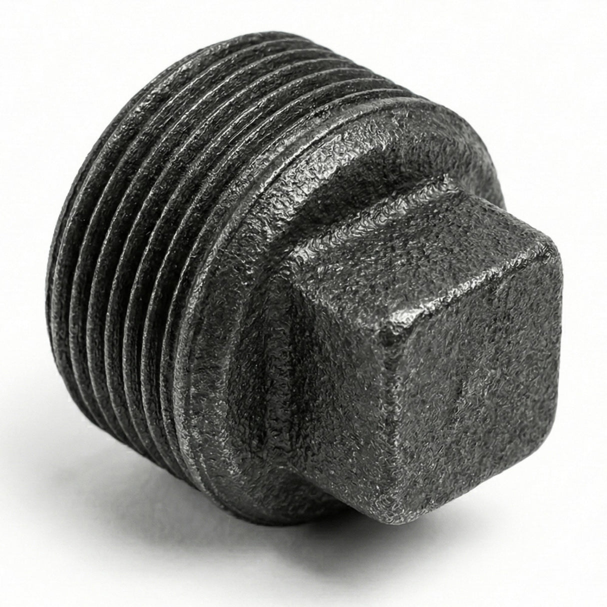 Black cast iron male plug without stop — 3/4 rear view