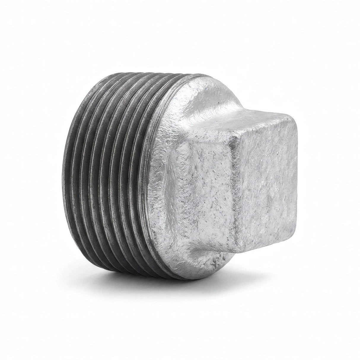 Male plug without shoulder in galvanised cast iron - product photo on white background 4