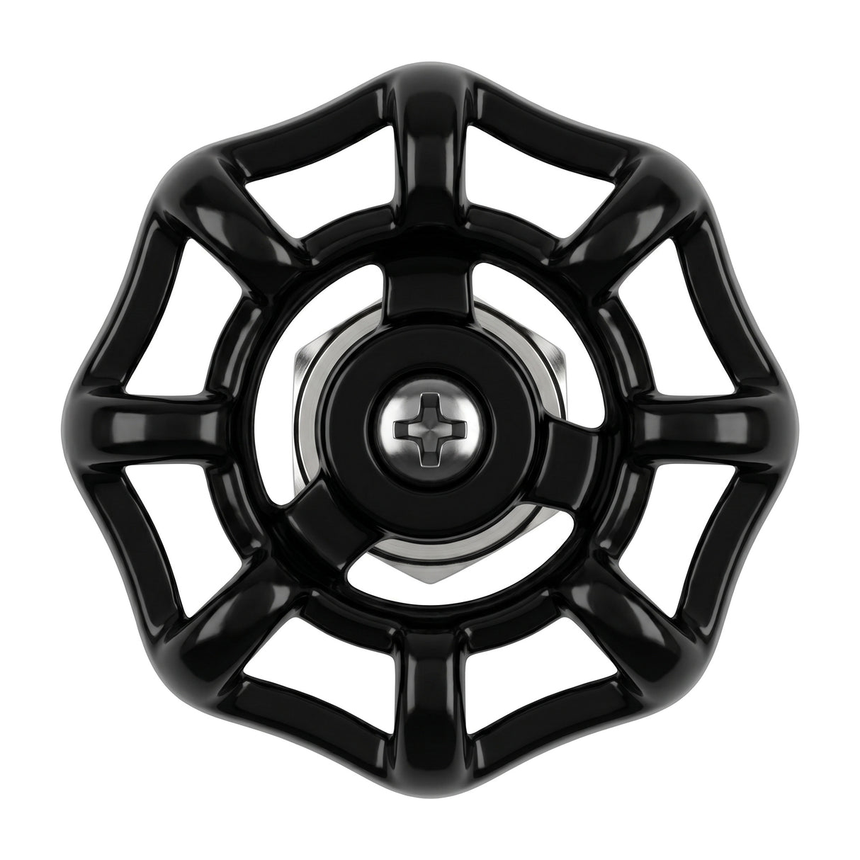 Bouton de meuble volant noir style industriel, vue de face