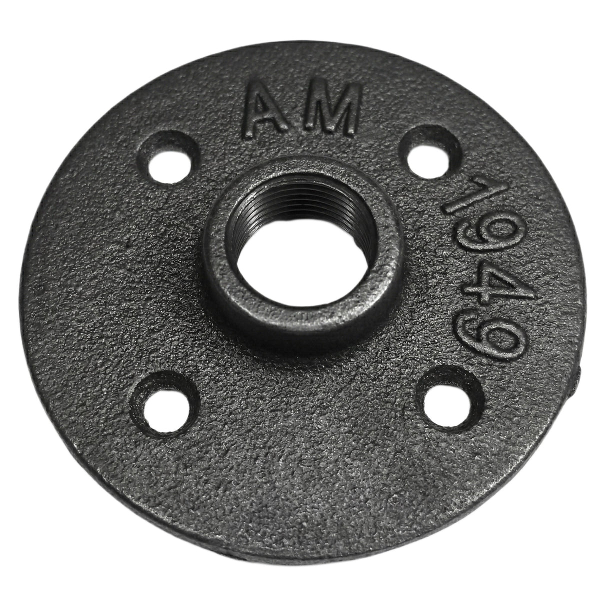 Bride 4 trous 1/2 pouce fonte noire — vue de face