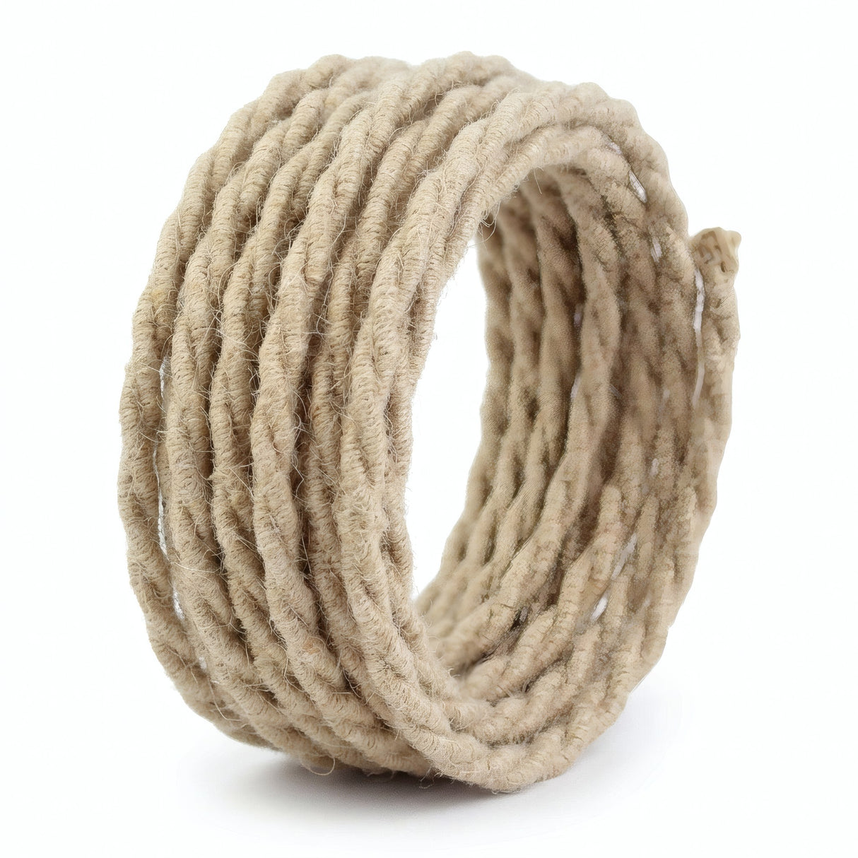 Twisted jute textile electrical cable - product photo on white background 4