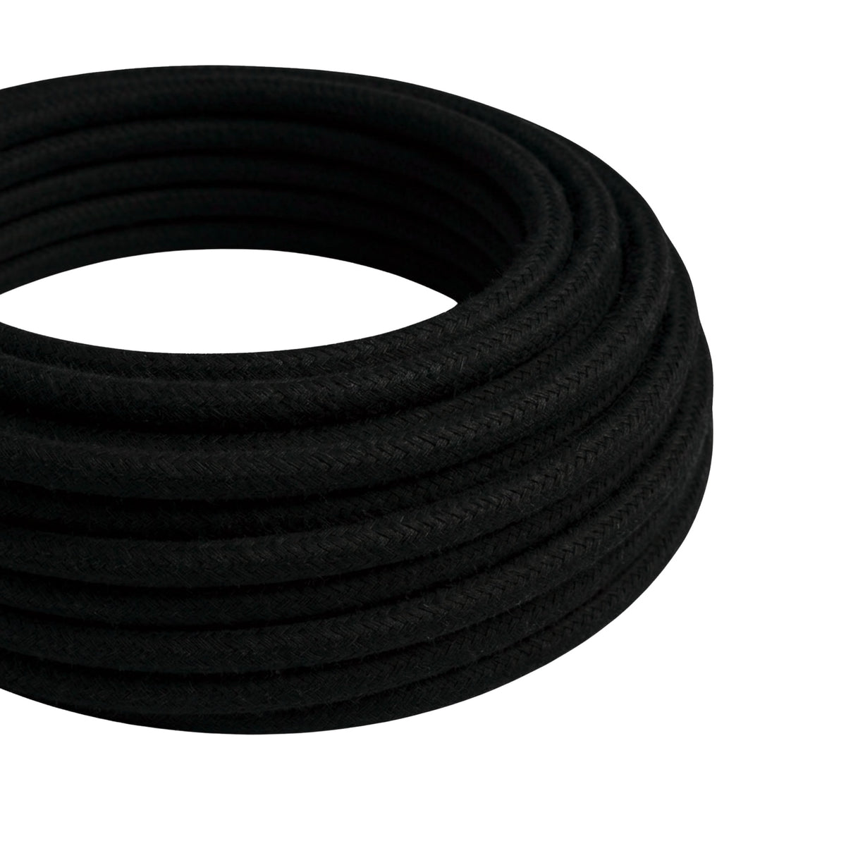 Round cotton fabric cable – Charcoal black