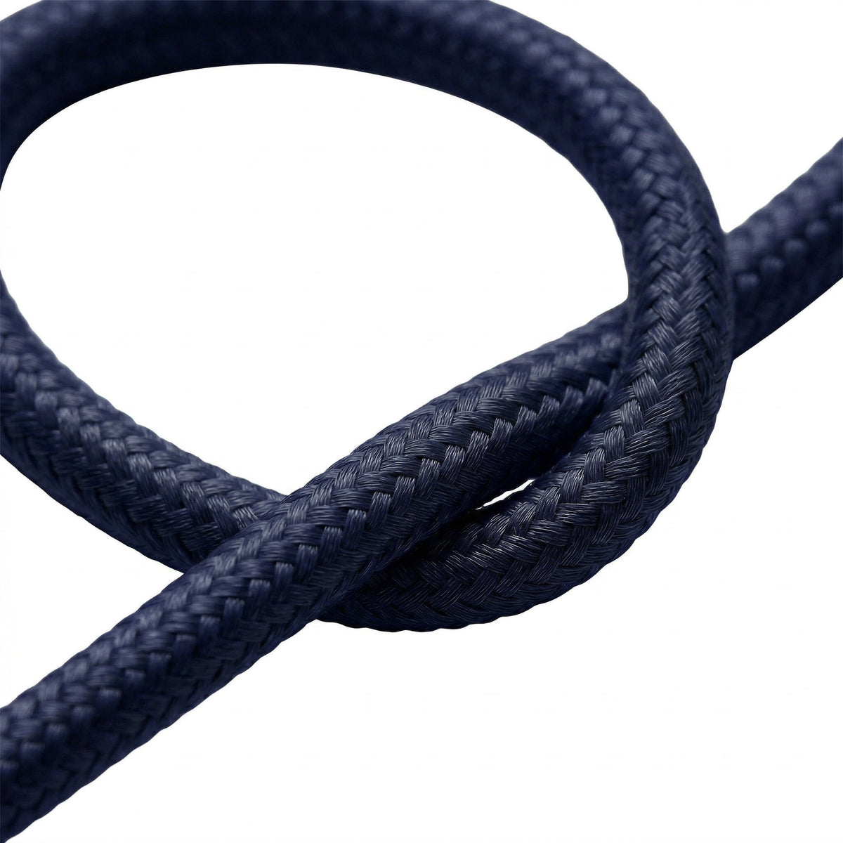 Round silk-effect fabric cable – Deep blue
