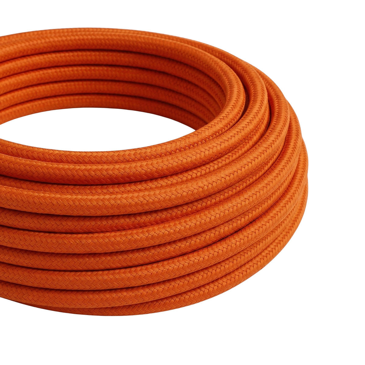 Round silk-effect fabric cable – Flame orange
