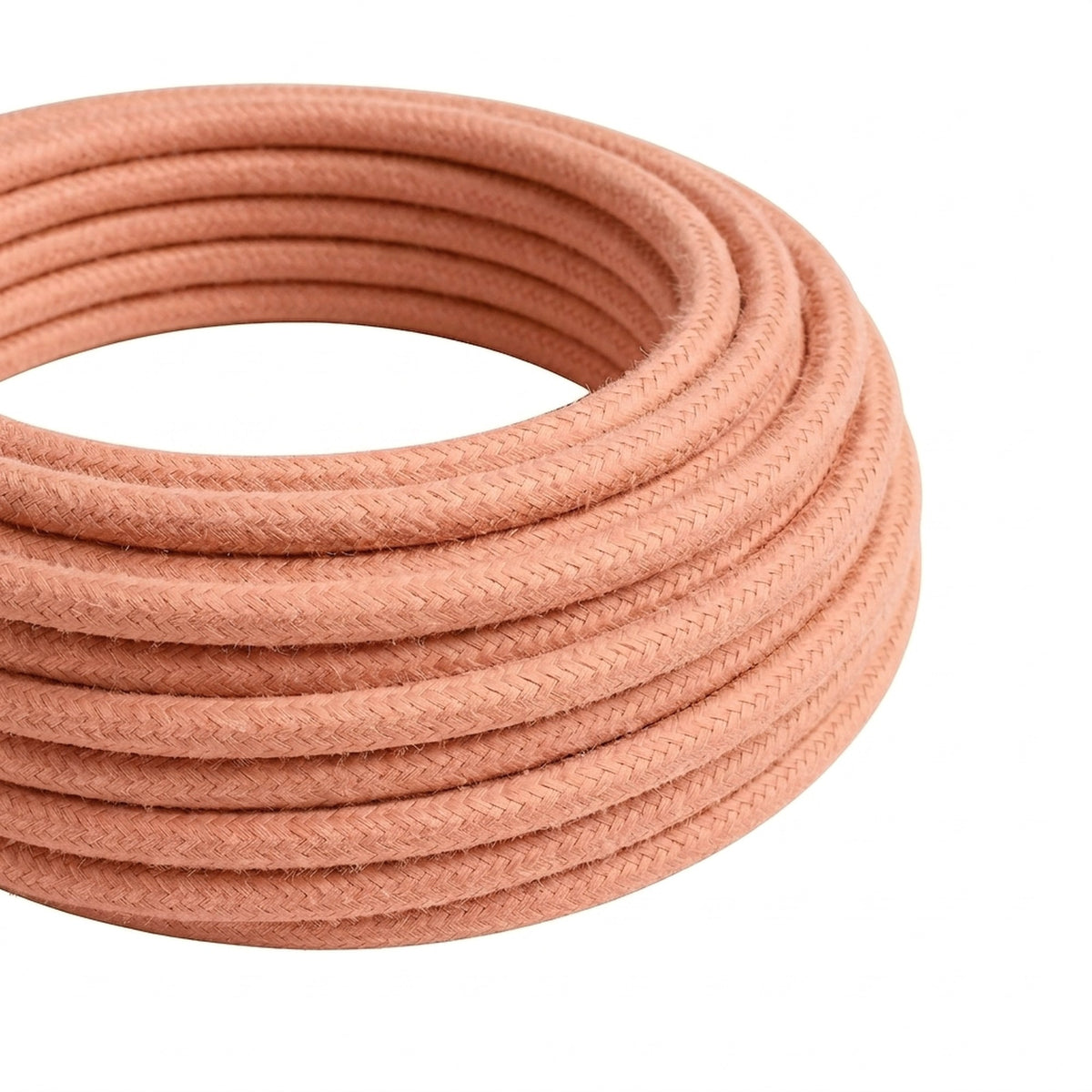Round silk-effect fabric cable – Peach