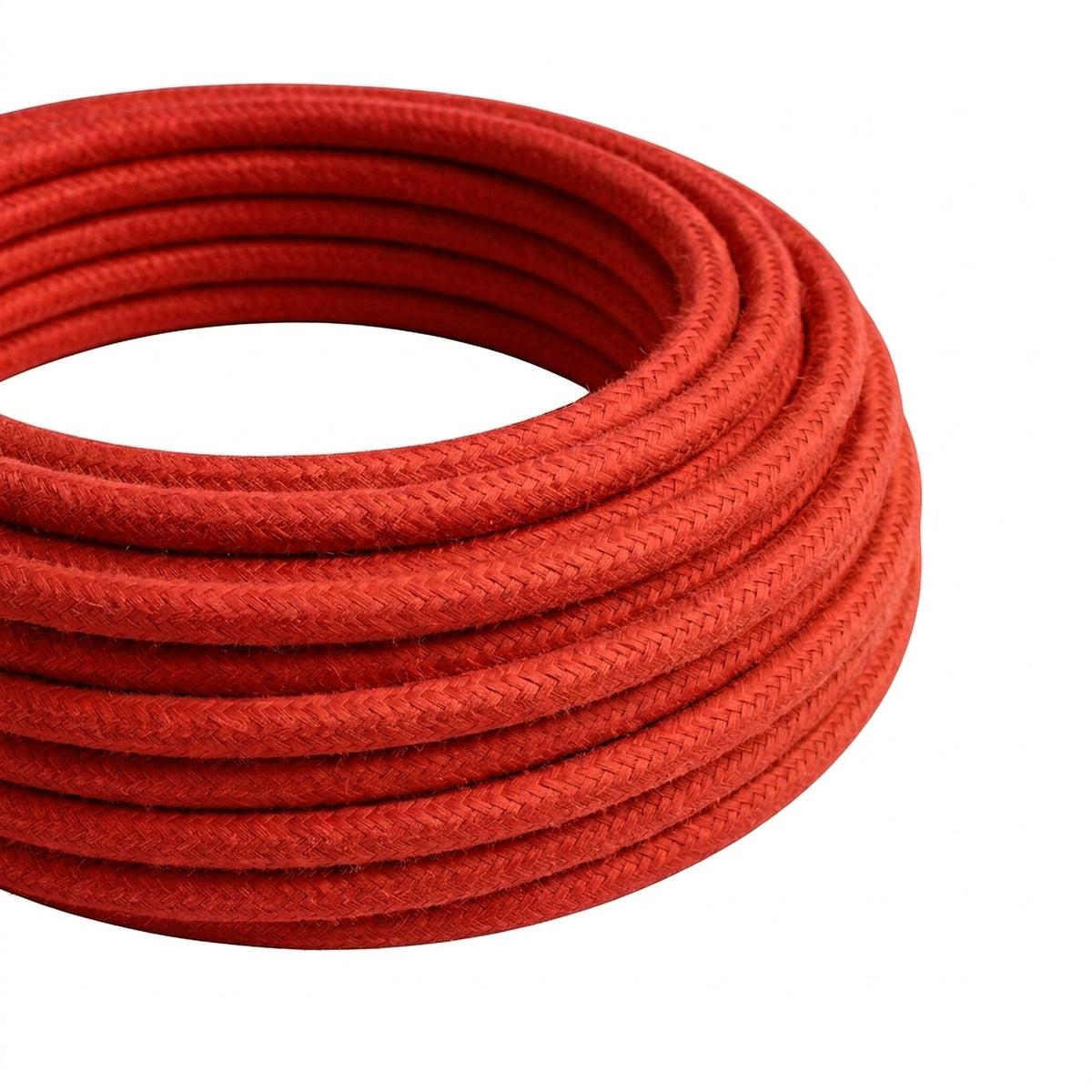 Round silk-effect fabric cable – Fire red