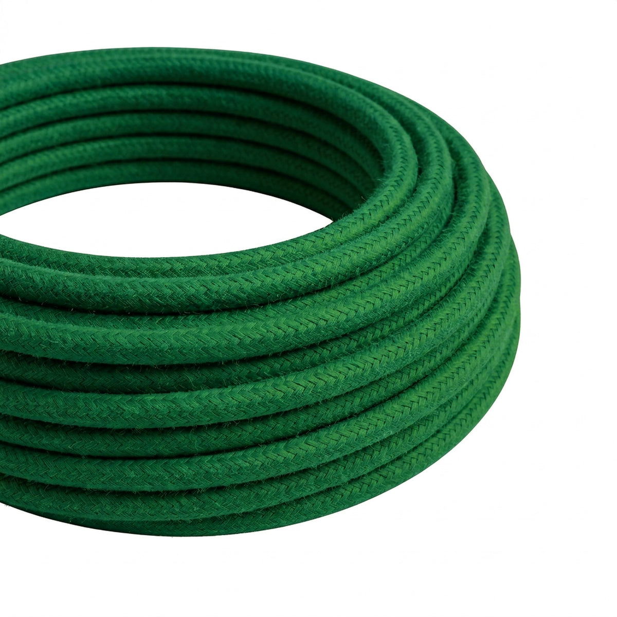 Round silk-effect fabric cable – Forest green