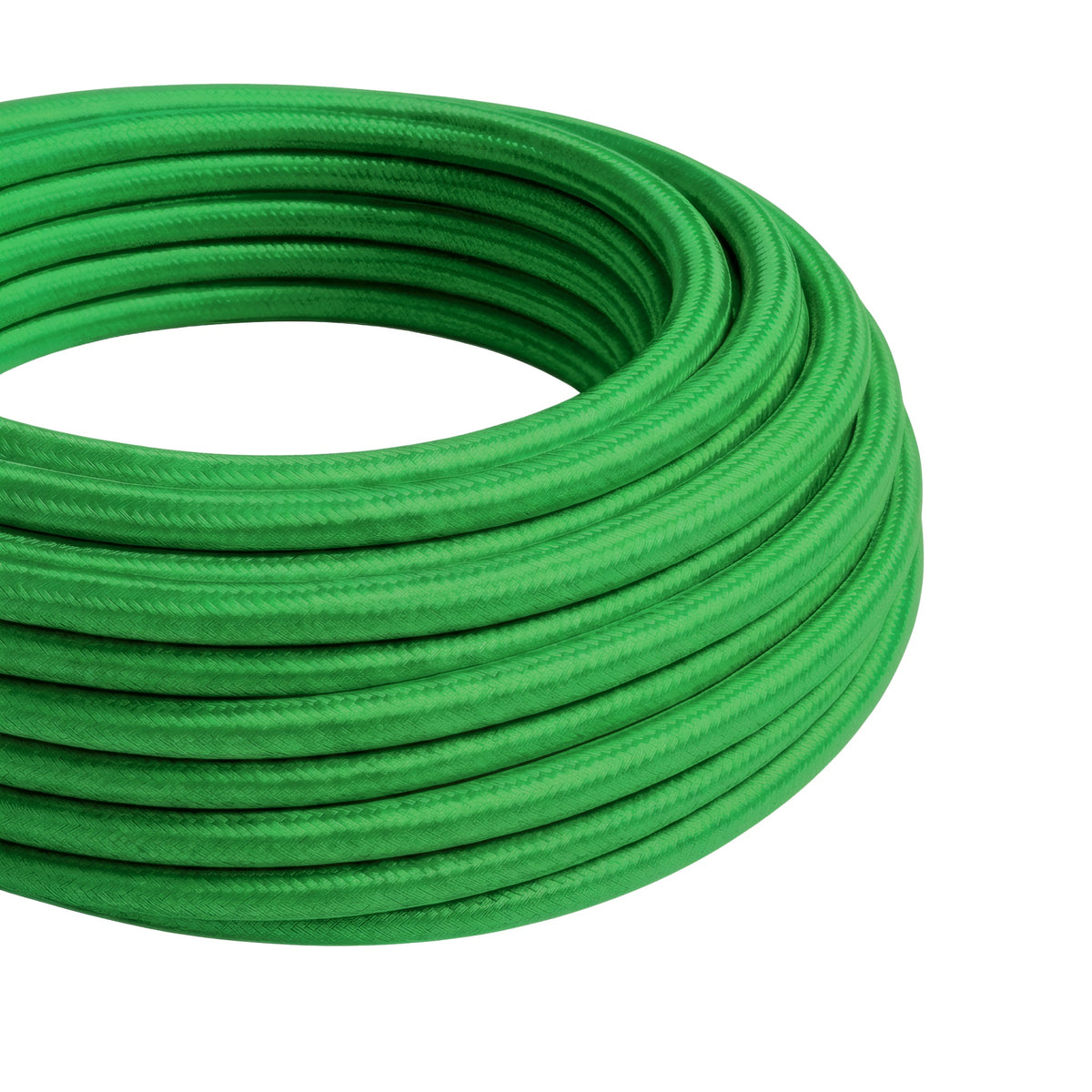 Round silk-effect fabric cable – Meadow green