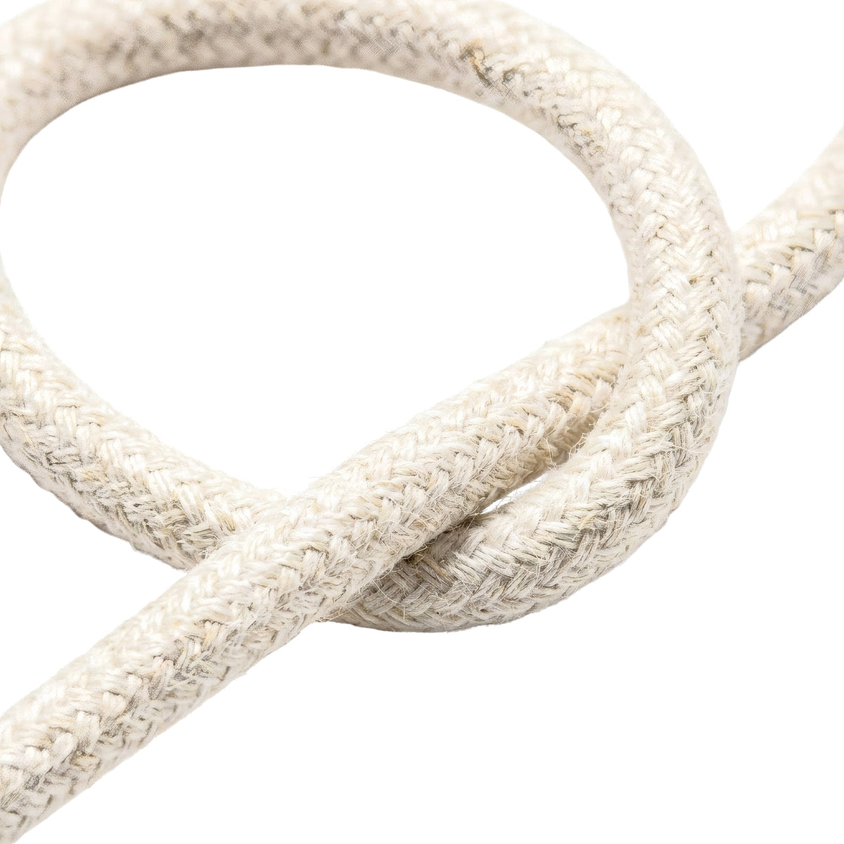 Round natural linen fabric cable – White