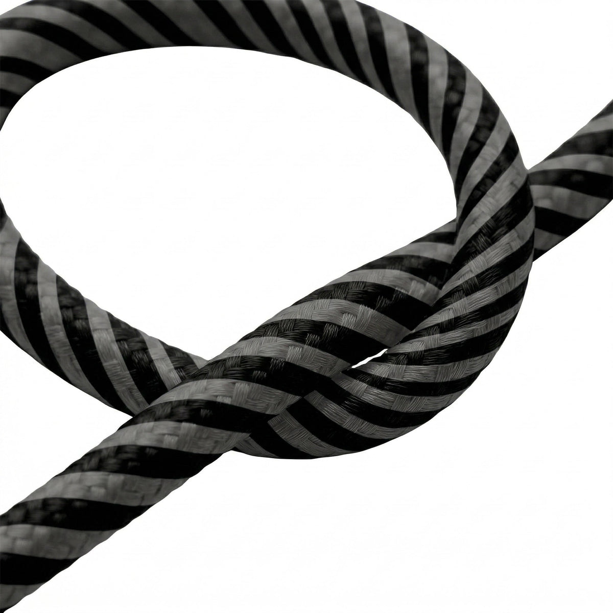Striped silk-effect fabric cable – Graphite & charcoal black