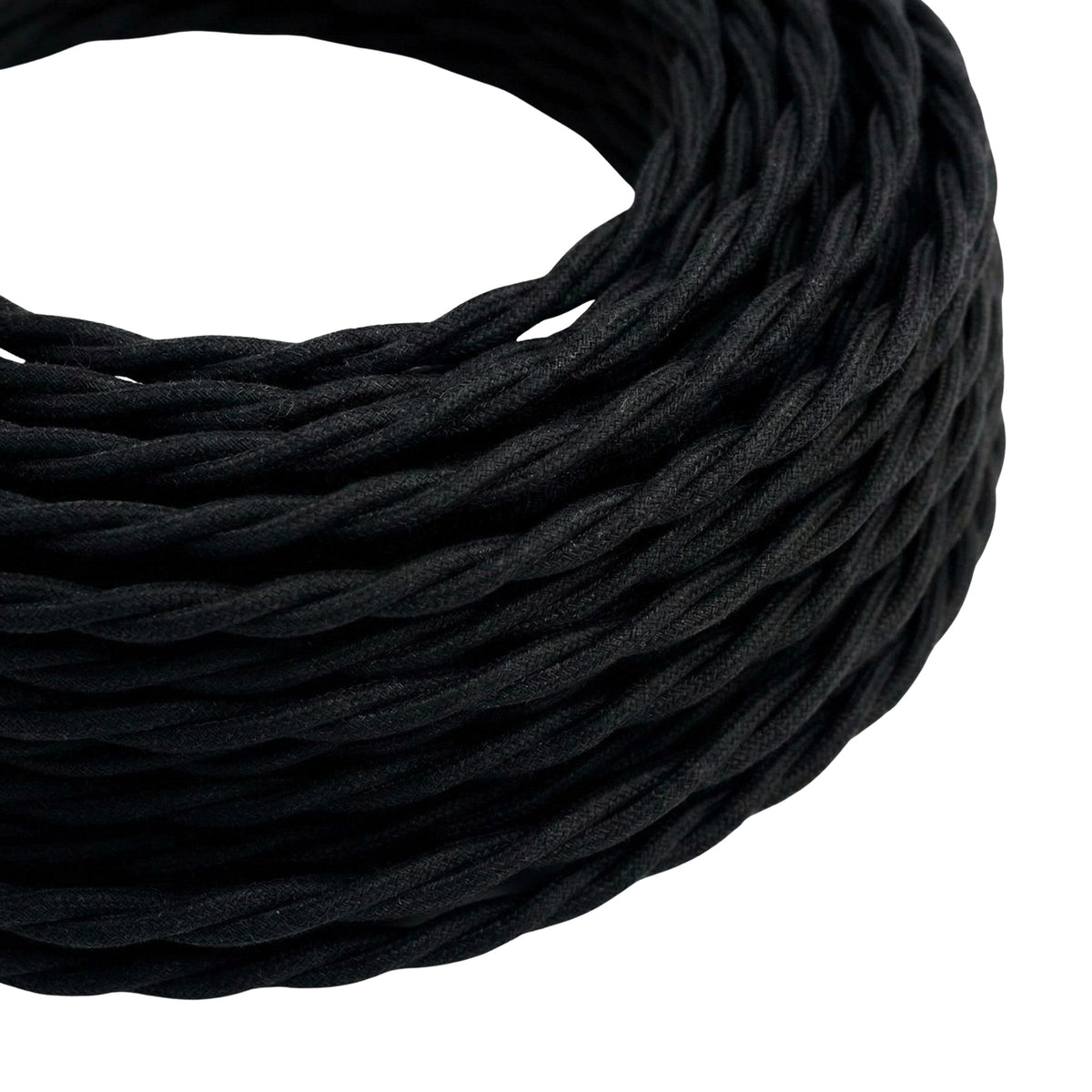 Twisted cotton fabric cable – Charcoal black