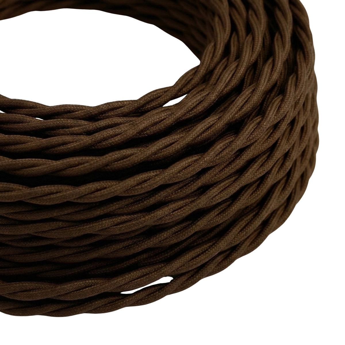 Twisted silk-effect fabric cable – Espresso brown