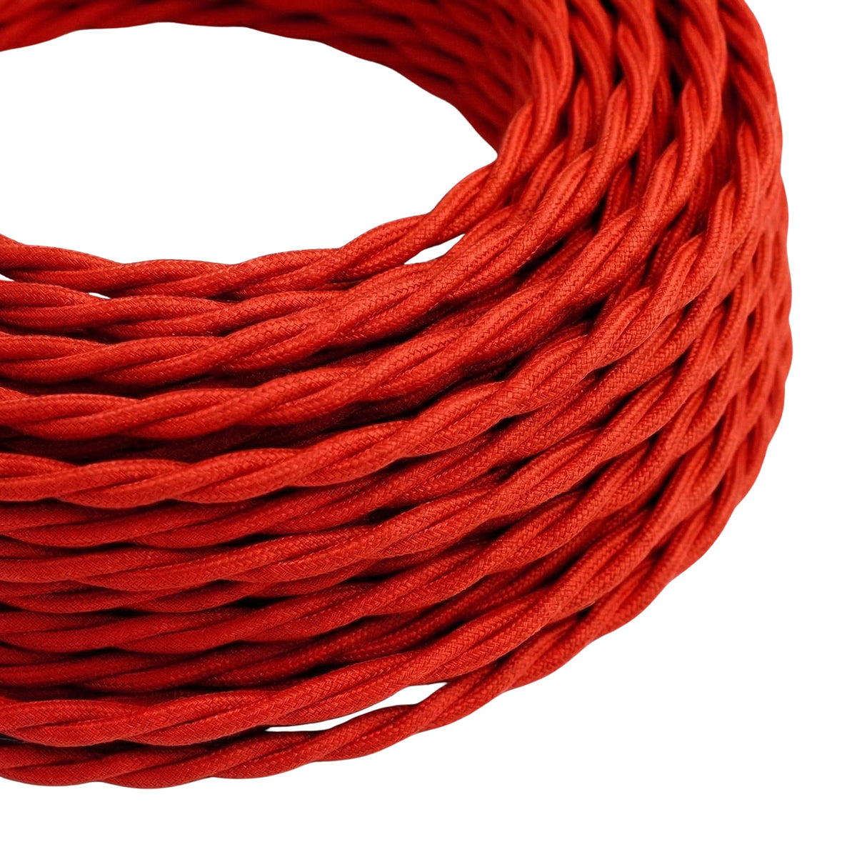 Twisted silk-effect fabric cable – Fire red