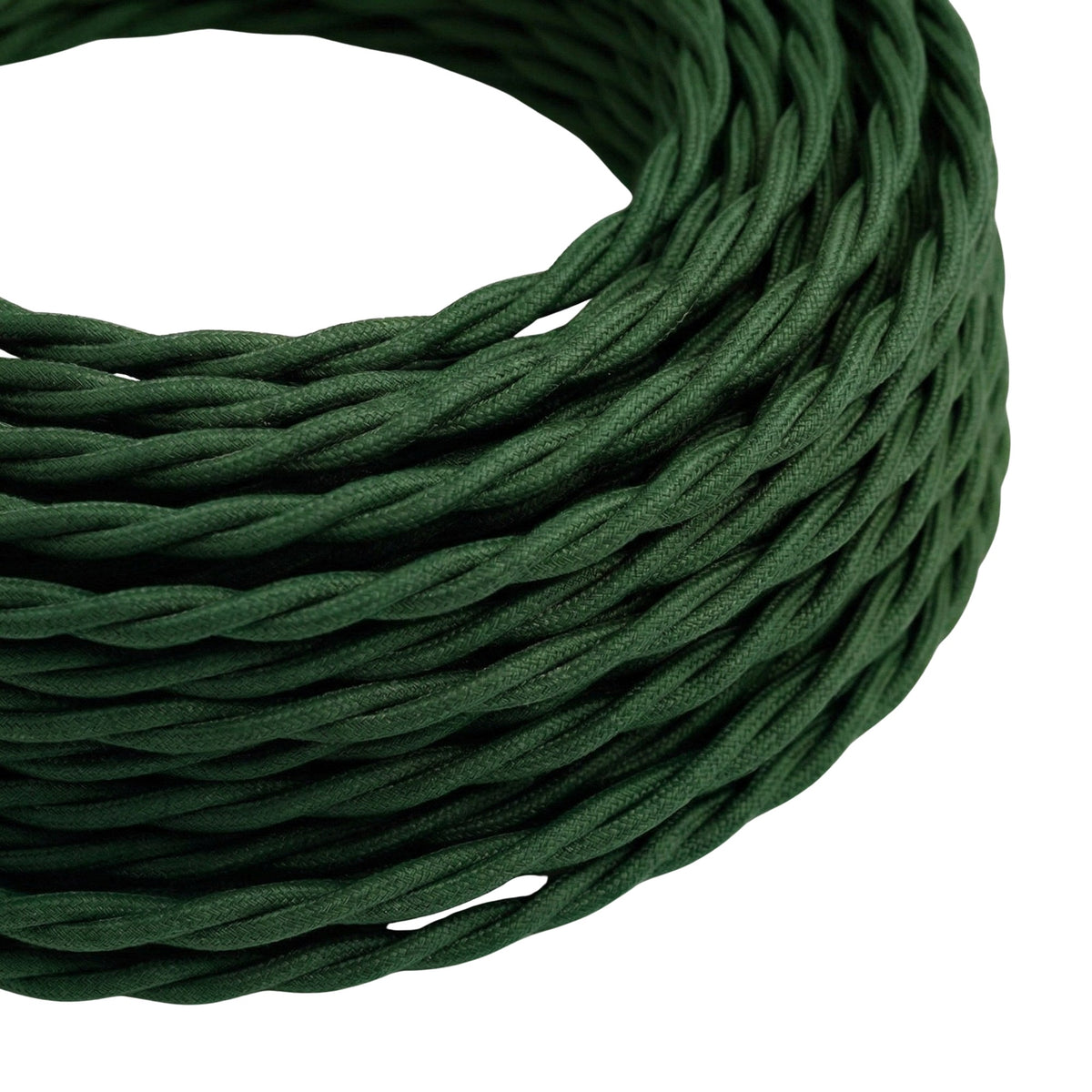 Twisted silk-effect fabric cable – Forest green