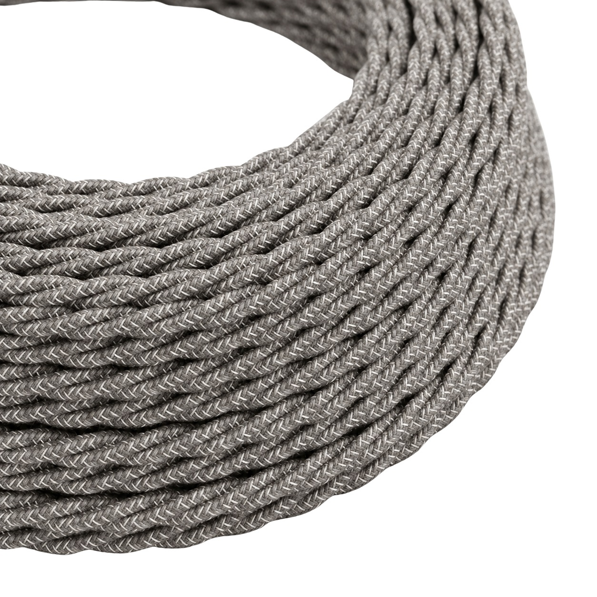 Twisted textile electric cable, natural grey linen — view 1