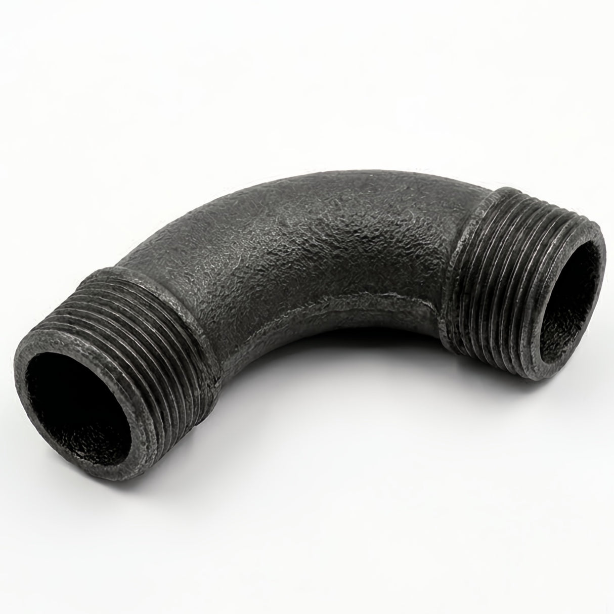 Large radius 90° elbow M/M black cast iron — top view