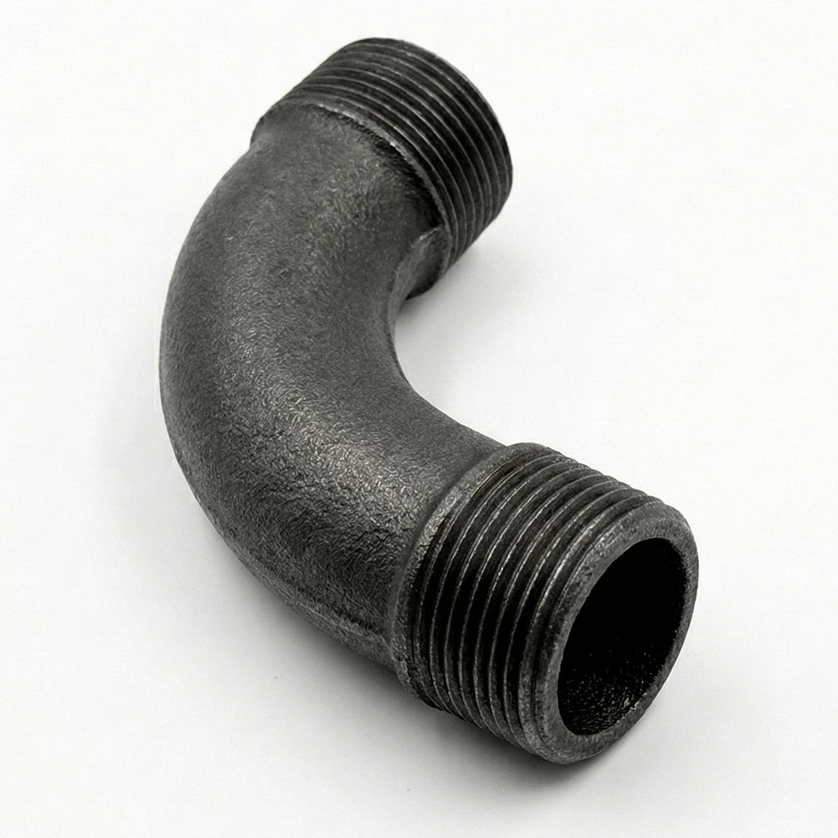 Large radius 90° elbow M/M black cast iron — front view