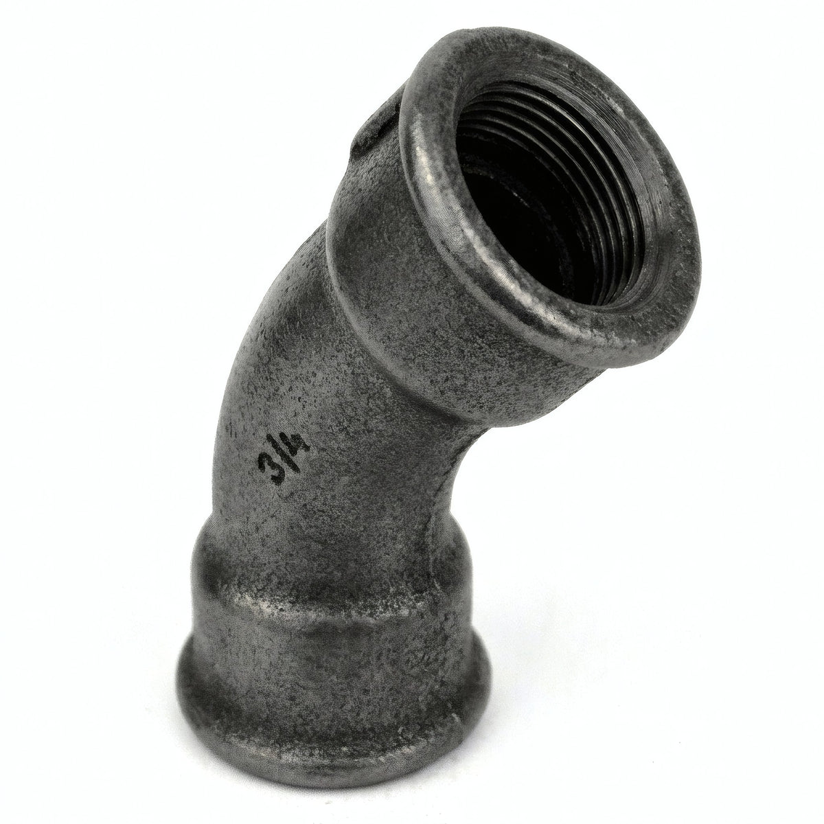 Coude grand rayon 45° F/F fonte noire - photo produit fond blanc 3