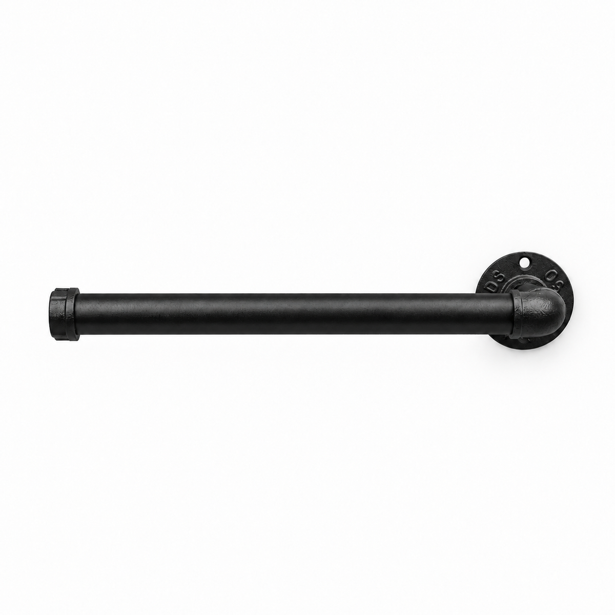 Illustration of the assembled black kitchen roll holder without a roll on a white background — 3