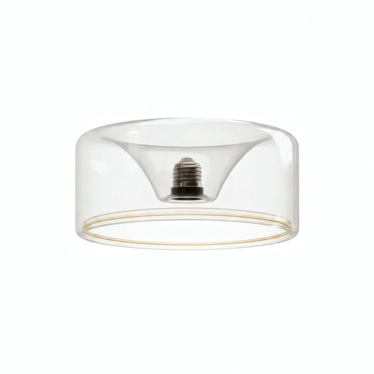 E27 LED donut bulb in clear glass, Ø 195 mm, three-quarter view, white background