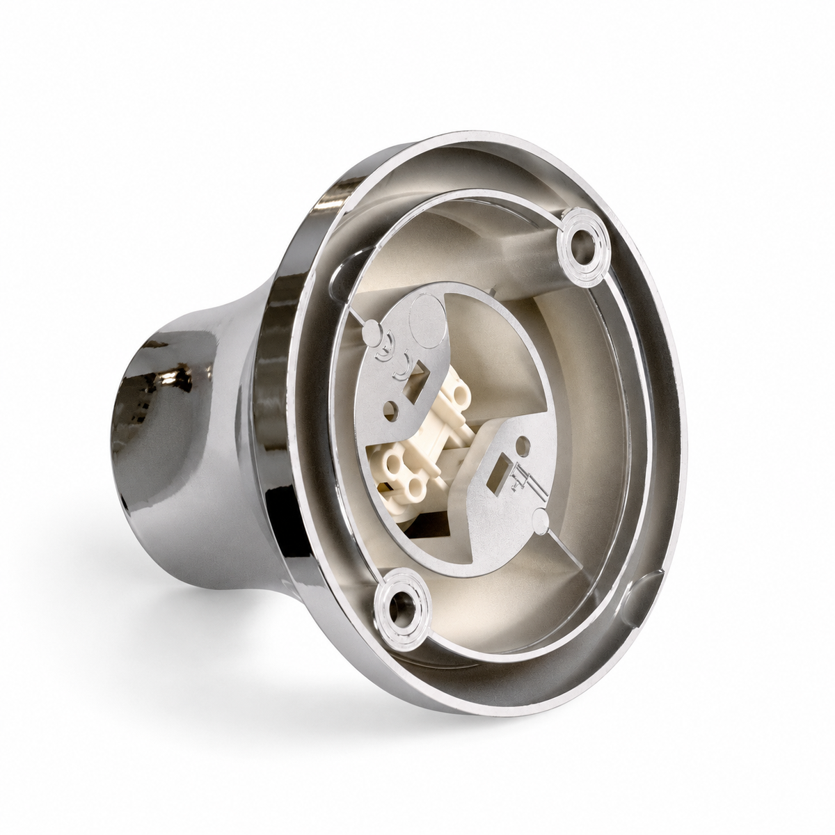 Metallic-finish E27 socket for wall or ceiling — chrome finish — view 2