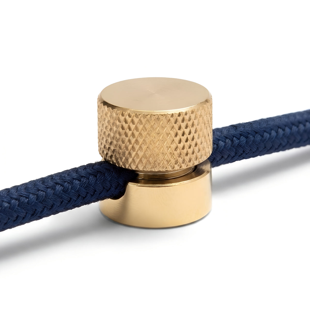 Metal wall-mount cable clip for fabric cable — Brass