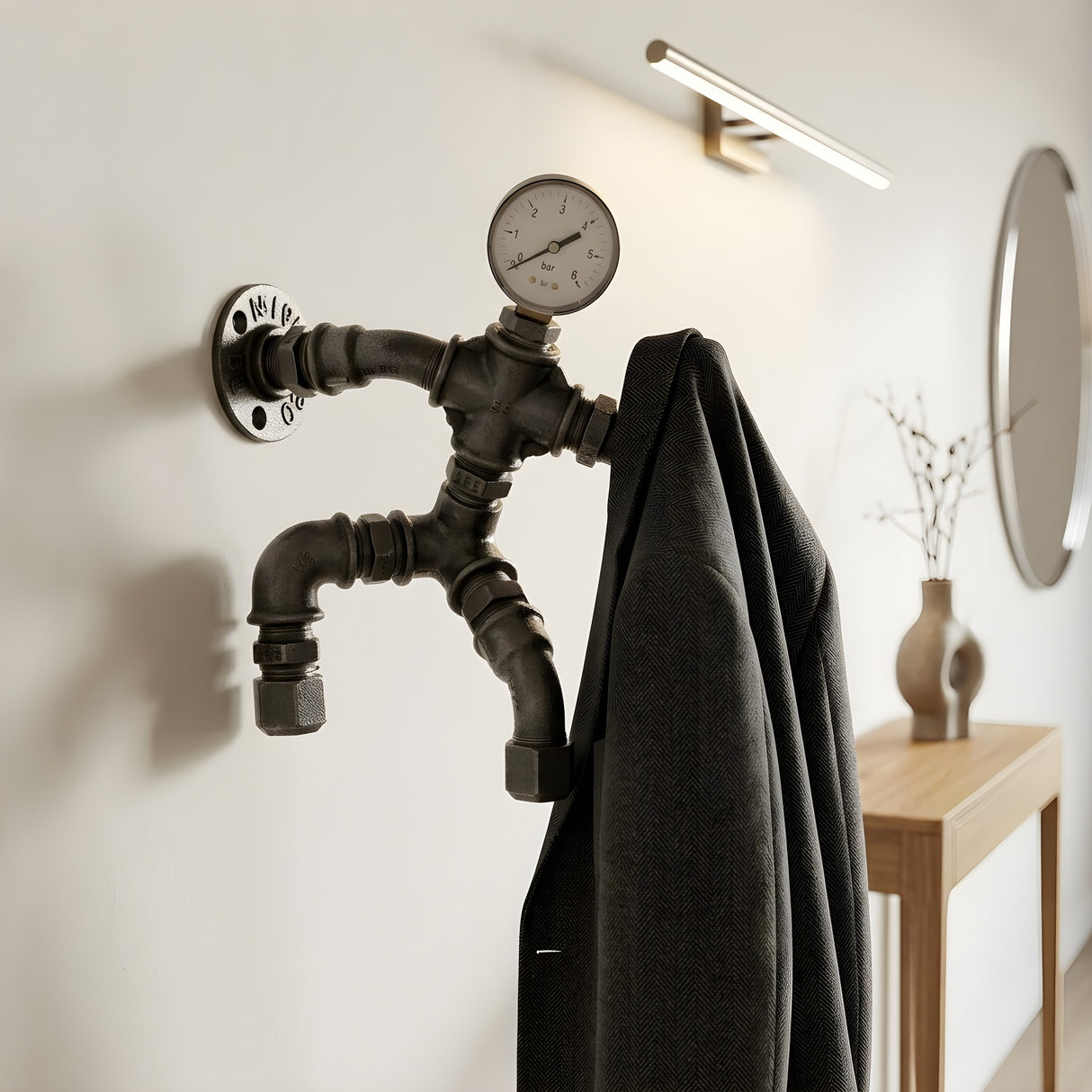 Coat hooks, "Le Grimpeur 2" wall coat hook with mano head
