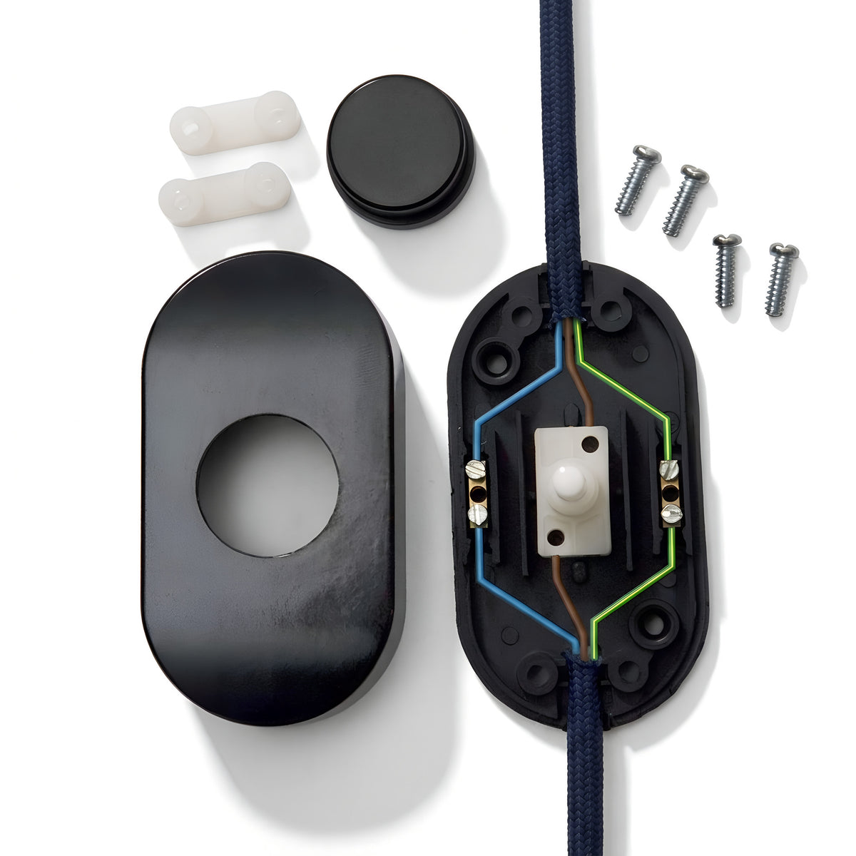 Single-pole black foot switch for floor lamps — Black