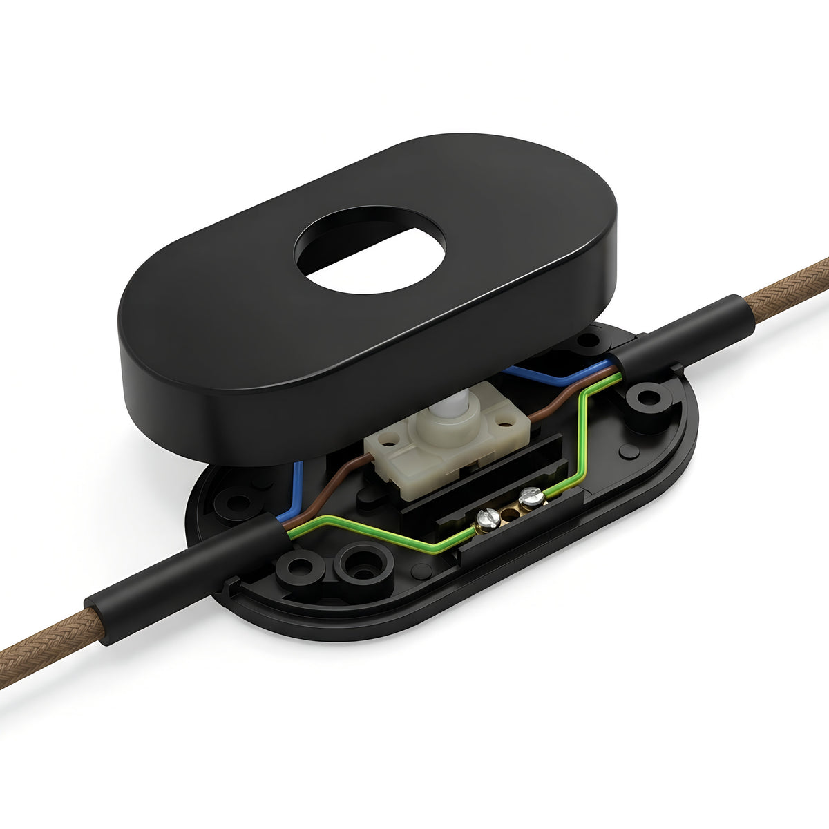 Single-pole black foot switch for floor lamps — Black