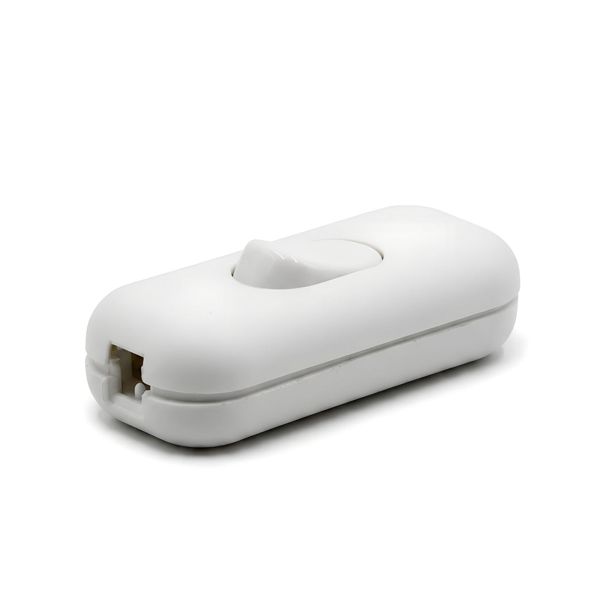 Double-pole inline rocker switch for lamp cord — White