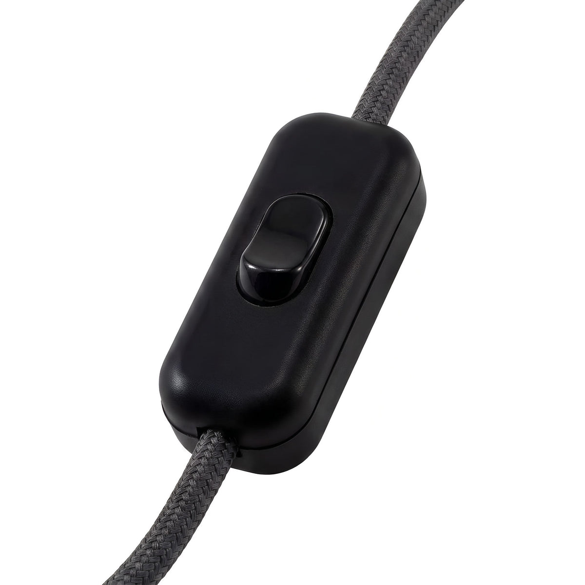 Double-pole inline rocker switch for lamp cord — Black