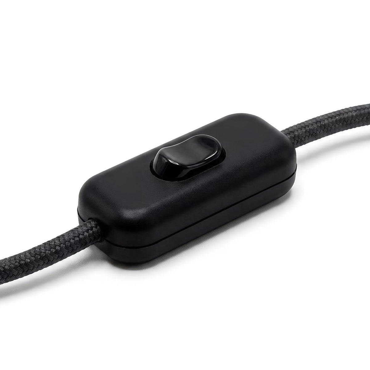 Double-pole inline rocker switch for lamp cord — Black