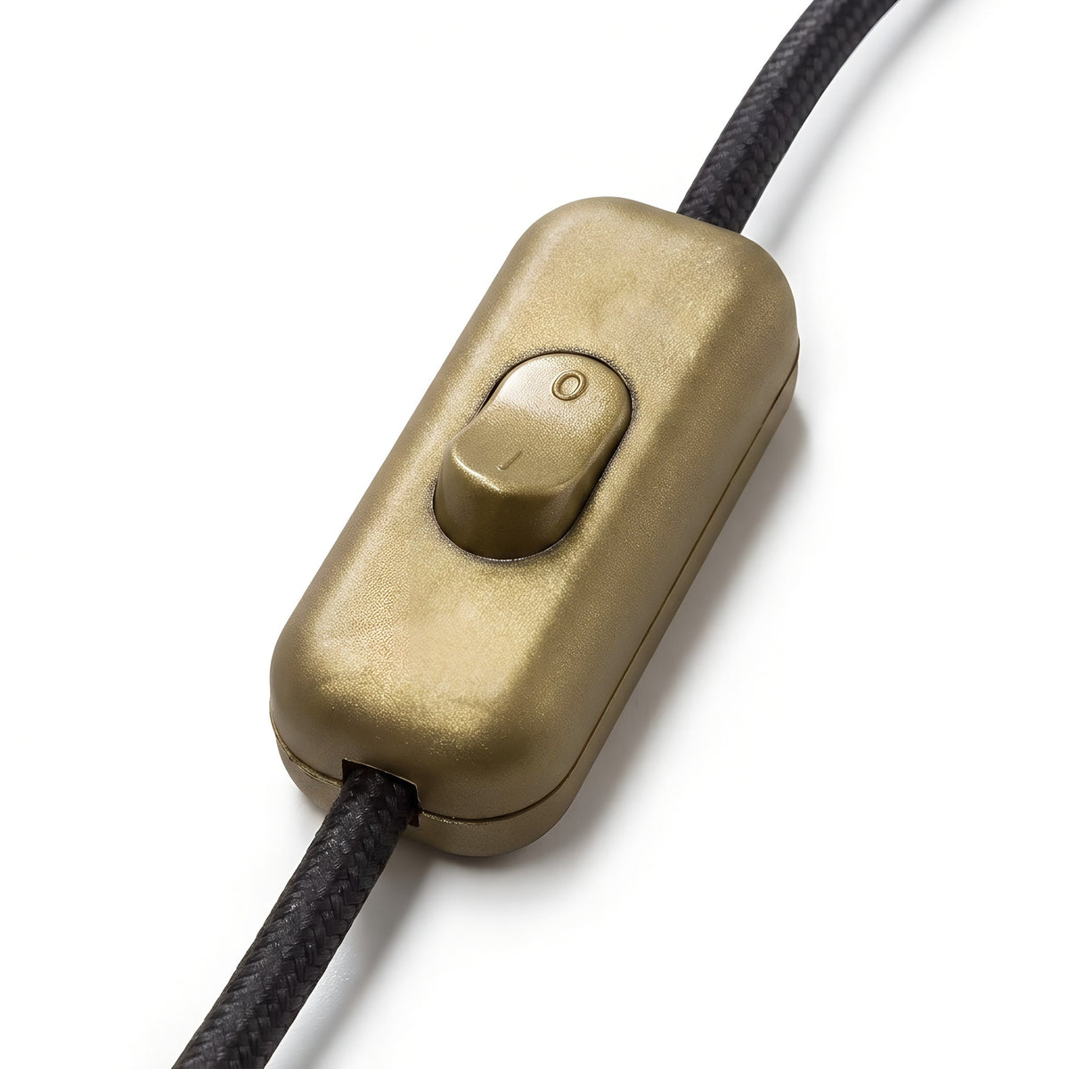 Double-pole inline rocker switch for lamp cord — Gold