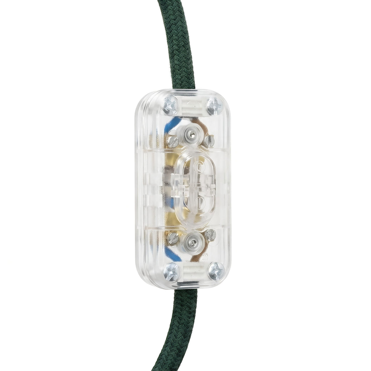 Double-pole inline rocker switch for lamp cord — Clear