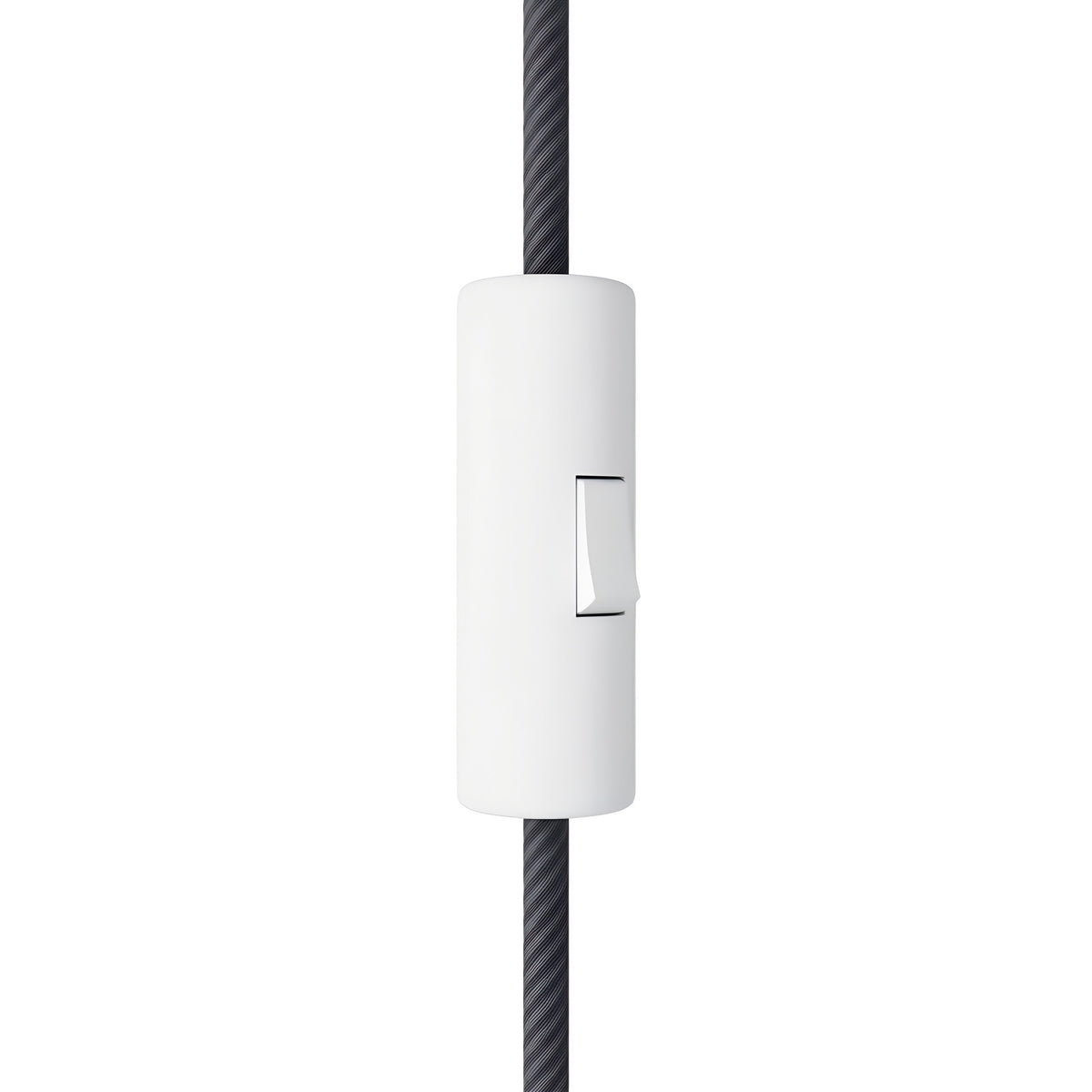 Cylindrical single-pole rocker switch with earth terminal — White