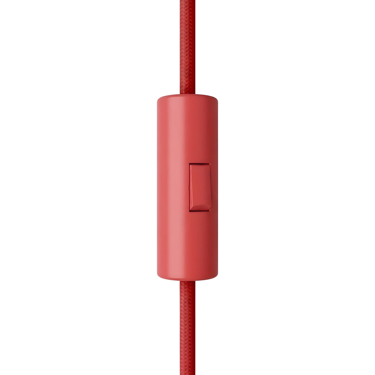 Cylindrical single-pole rocker switch with earth terminal — Red