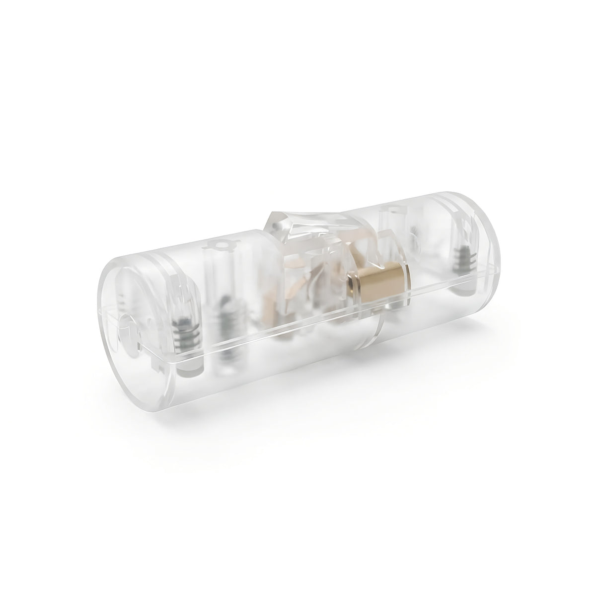 Cylindrical single-pole rocker switch with earth terminal — Transparent