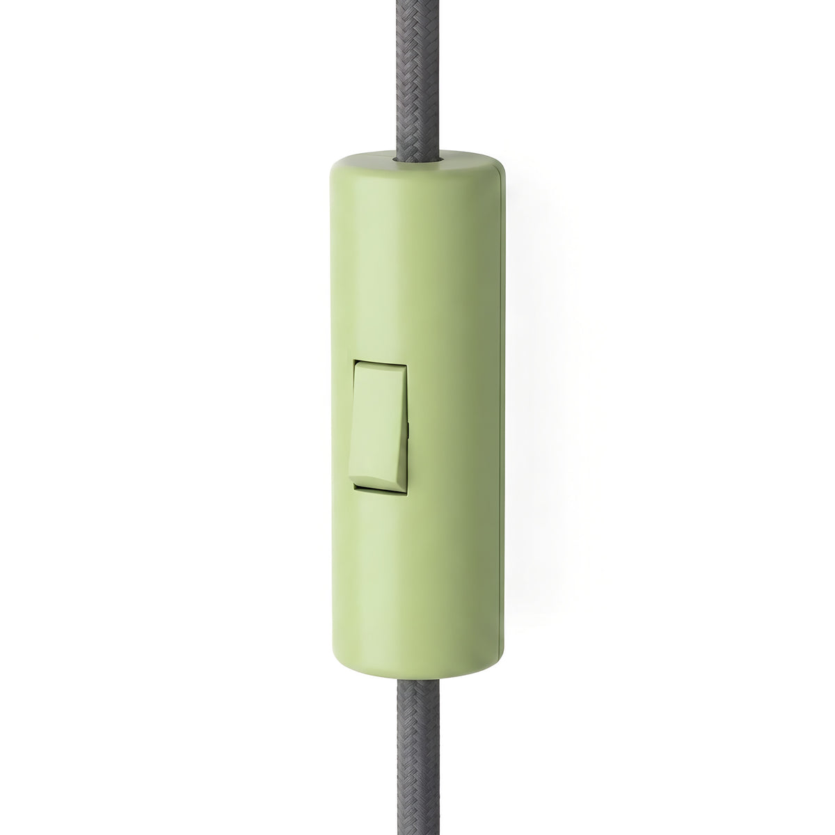 Cylindrical single-pole rocker switch with earth terminal — Meadow green